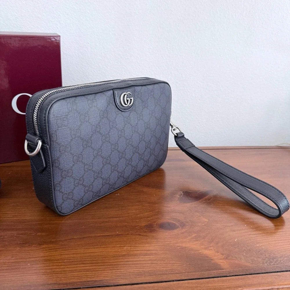 Gucci‎ Ophidia GG Supreme Messenger Bag Navy Blue Black Canvas 598103